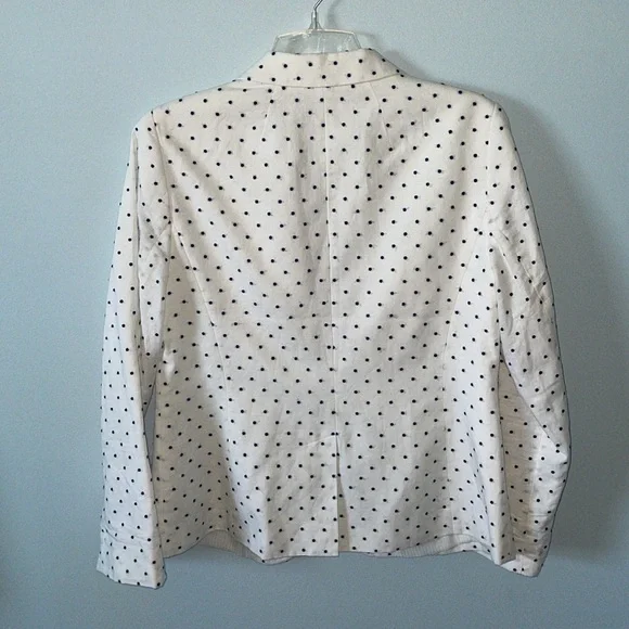 Talbots navy and white dotted Swiss Classic Two Button Blazer Jacket - Picture 5 of 5